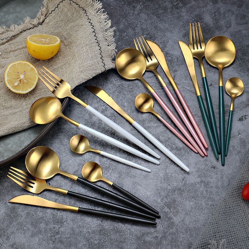 Island Qi 304 Stainless Steel Knife, fork and Spoon Restaurant Hotel Western Cuisine steak knife and fork Creative Portuguese knife, fork and spoon ins style pic 17