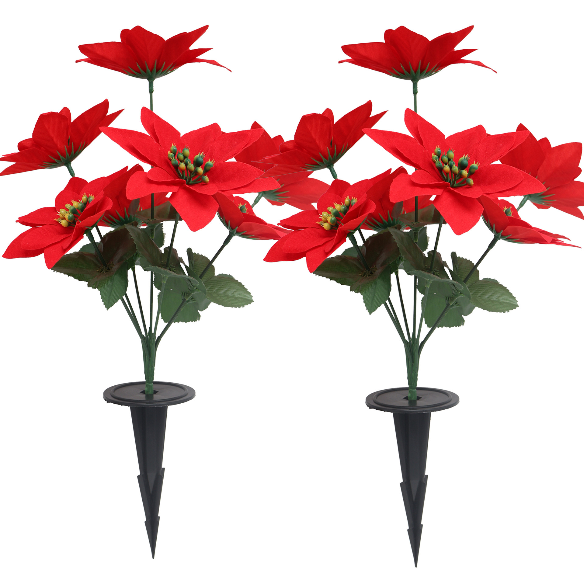 Cross-border Temu Foreign Trade consignment, artificial Christmas bouquets, outdoor floor nails, artificial flowers, Christmas decoration velvet artificial flower factory pic 2