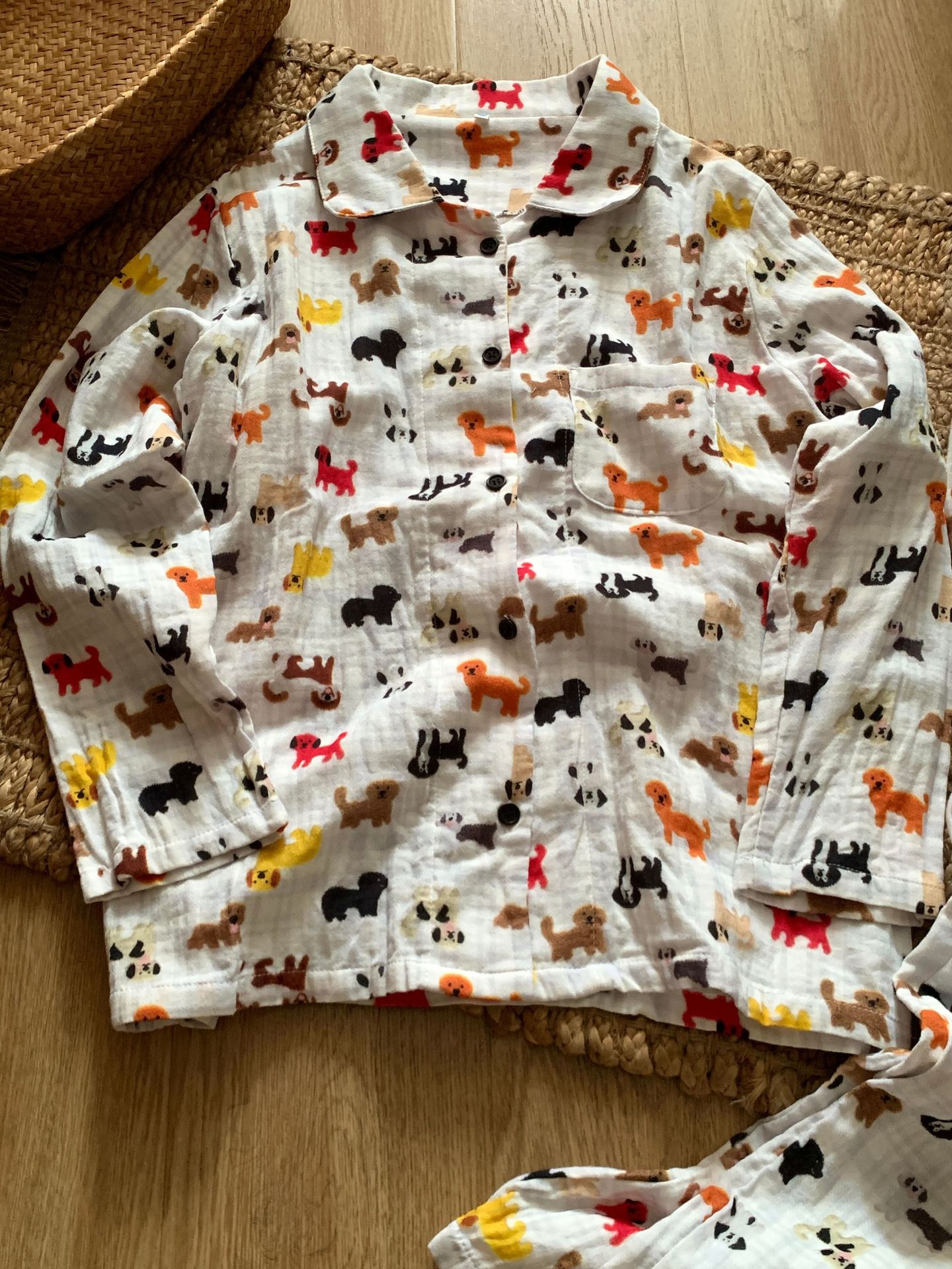 New product! Apple Dalmatian all-cotton double-layered tulle home wear lapel long-sleeved long pants pajama set pic 5