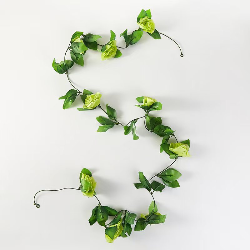仿真九头玫瑰花藤塑料花藤条绿叶假花装饰管道装饰空调管装饰详情1