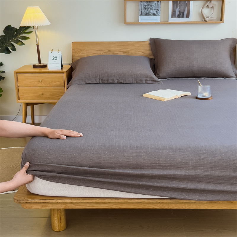 Pure cotton yarn-dyed jacquard double-layer gauze bed cover, single piece of all-cotton gauze mattress protective cover, bedspread, bed cover, single piece of bedding pic 55