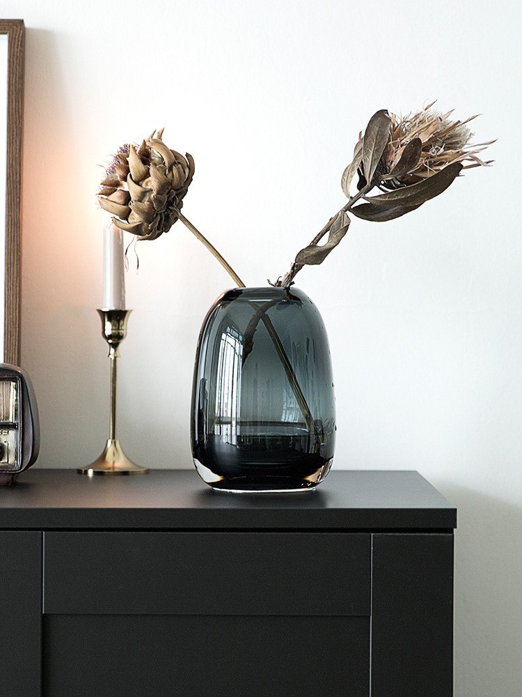 现代轻奢琉璃花瓶客厅插花玻璃花器会议桌玄关摆件高级感玻璃装饰详情34