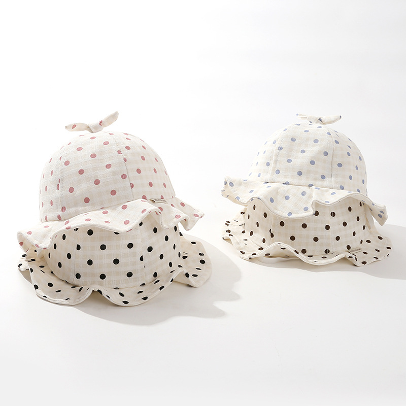 婴儿帽子春秋波点可爱超萌男宝宝渔夫帽婴幼儿女童遮阳防晒盆帽潮详情5