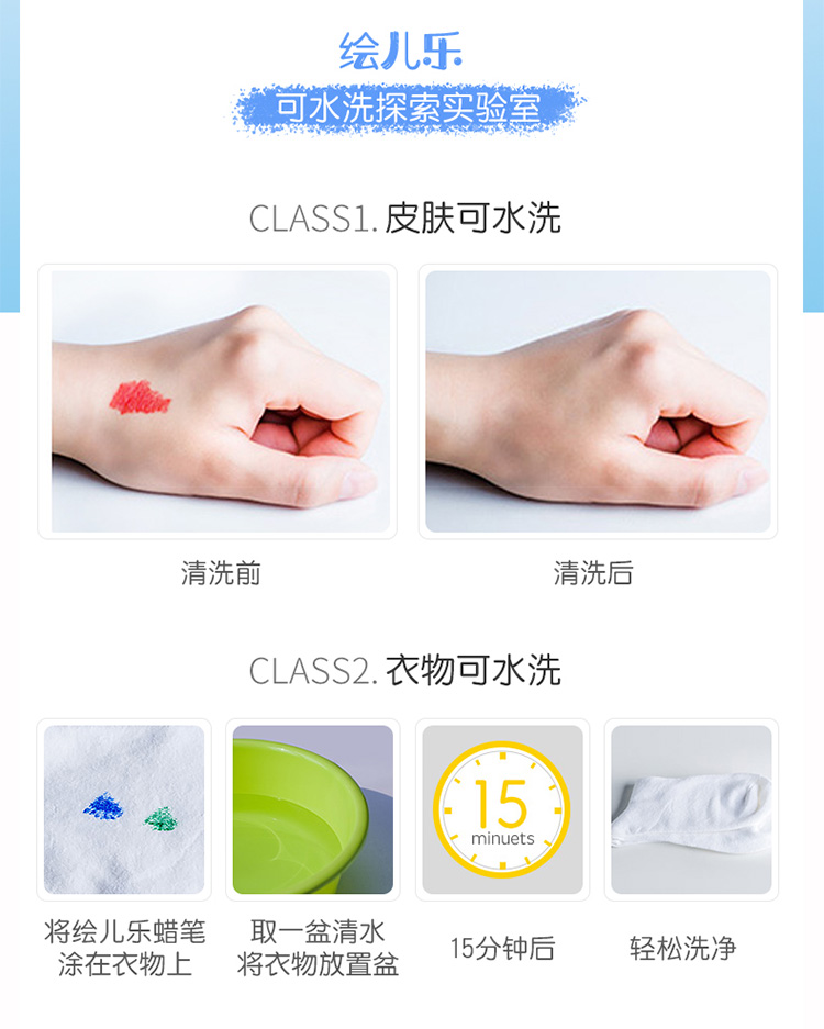 Crayola绘儿乐8色16色可水洗彩色大蜡笔油画棒工具儿童水溶性幼儿详情9