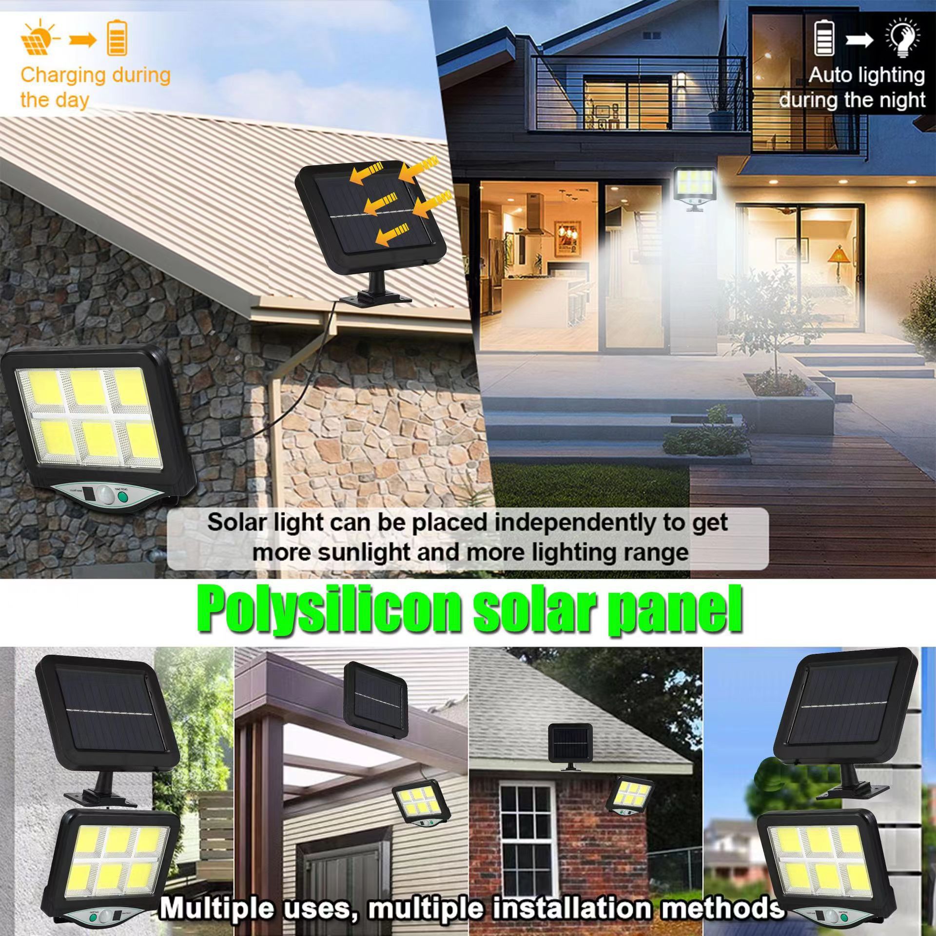 跨境分体式遥控太阳能感应小路灯庭院户外感应灯壁灯太阳能感应灯详情10