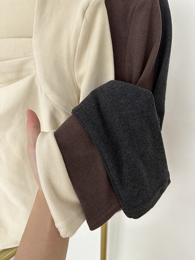 磨毛长袖t恤女秋冬内搭修身方领锁骨德绒打底衫短款上衣2024新款详情17