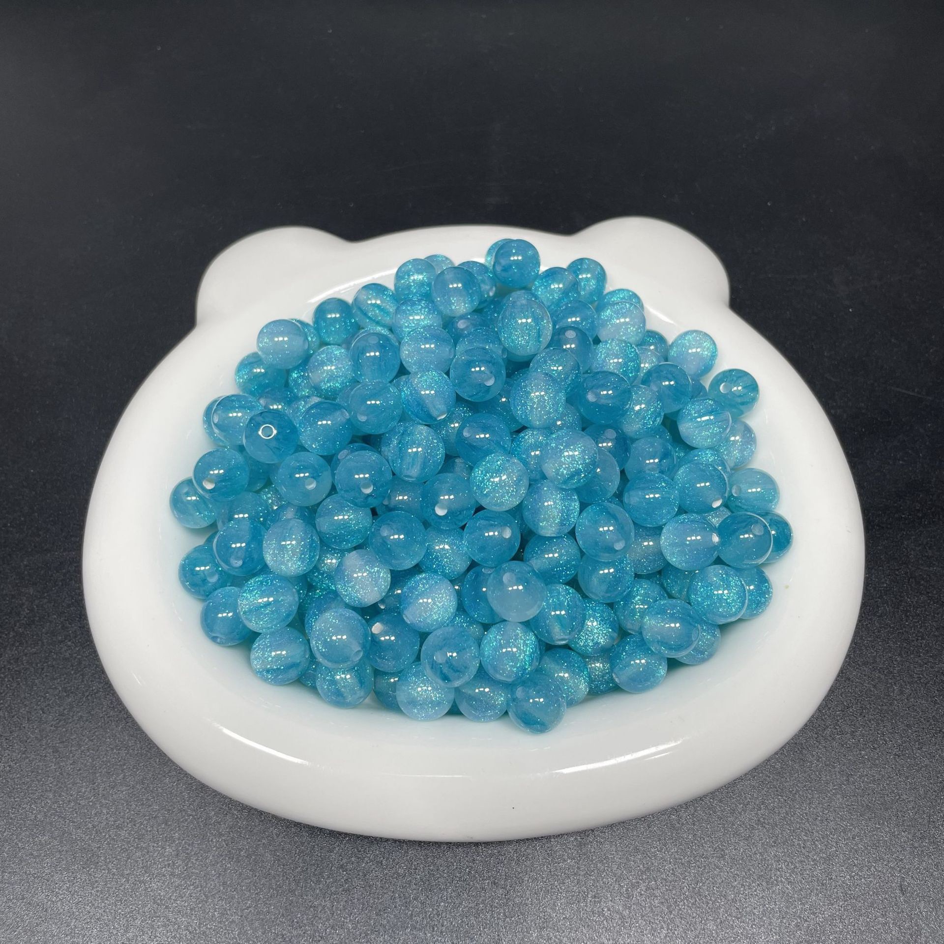 8/10/12mm resin fine Sparkling Starry Sky Mermaid Pearl resin imitation cat eye bead diy bracelet accessory pic 2