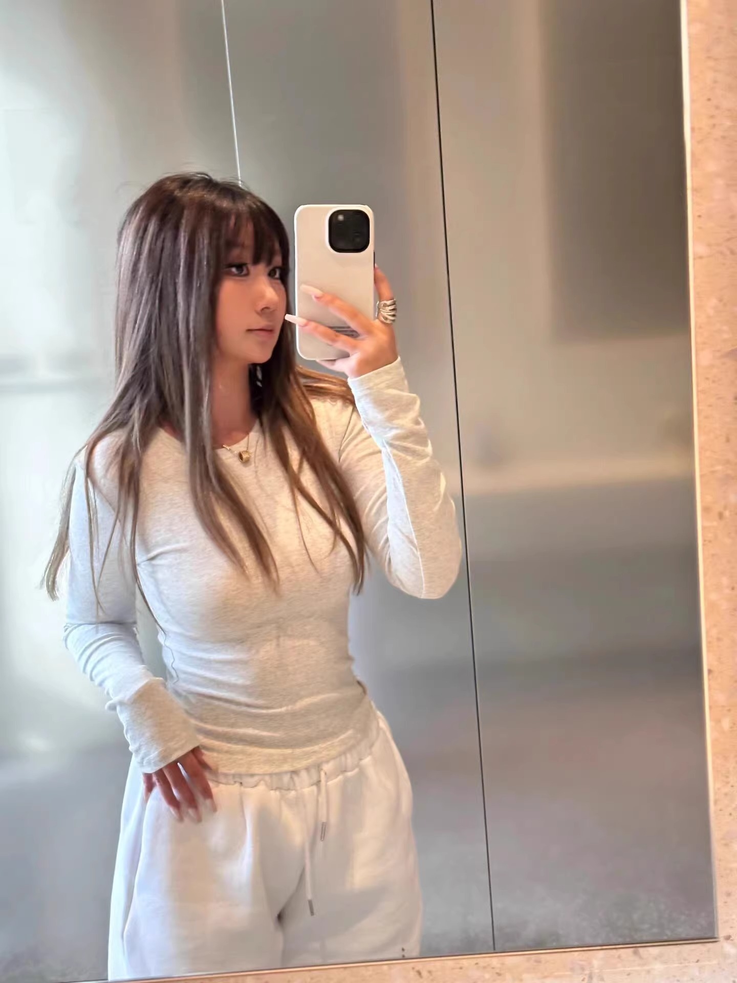 现货质感亲肤skims正肩莫代尔弹力紧身运动长袖t恤收腰上衣打底衫详情10