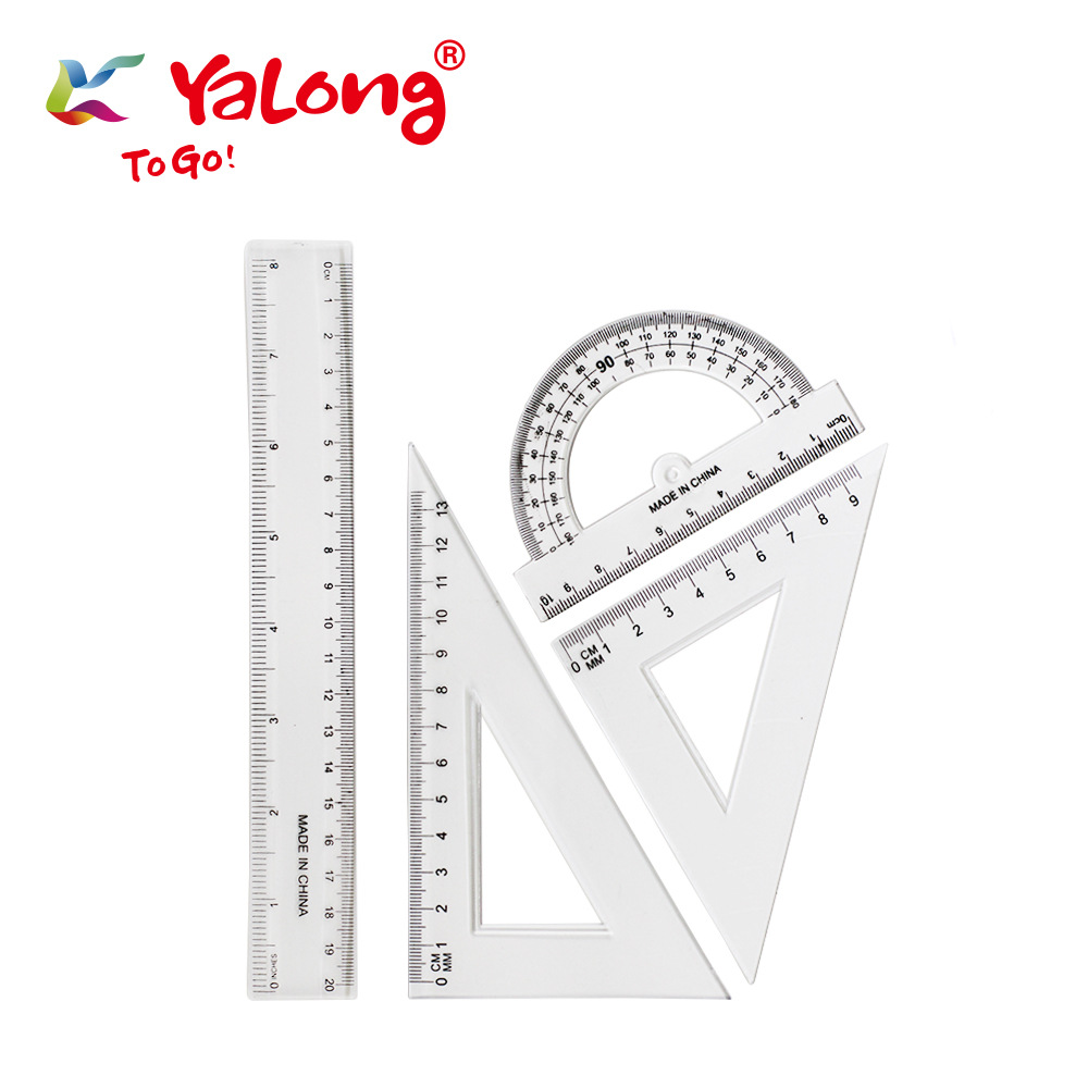 Yalong88135 4 pcs Geometry Set, Computer Resin Ruler, Math Tool Set, School Stationery Set pic 3