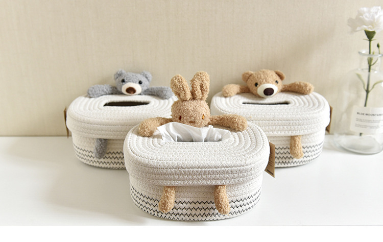 创意北欧风纸巾盒抽纸盒简约卡通棉绳长方形家用客厅餐桌餐巾盒详情9