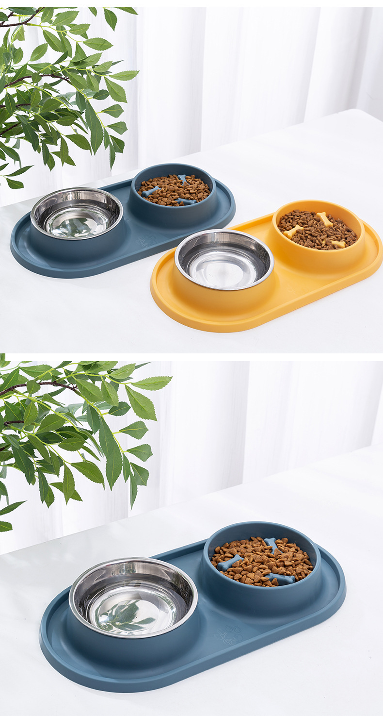 Rongka Pet Cross-border Pet Slow Food Bowl, Dog Basin, Dog Supplies, Cat Food bowl, food basin, anti-knock and anti-choking slow food Double bowl pic 14