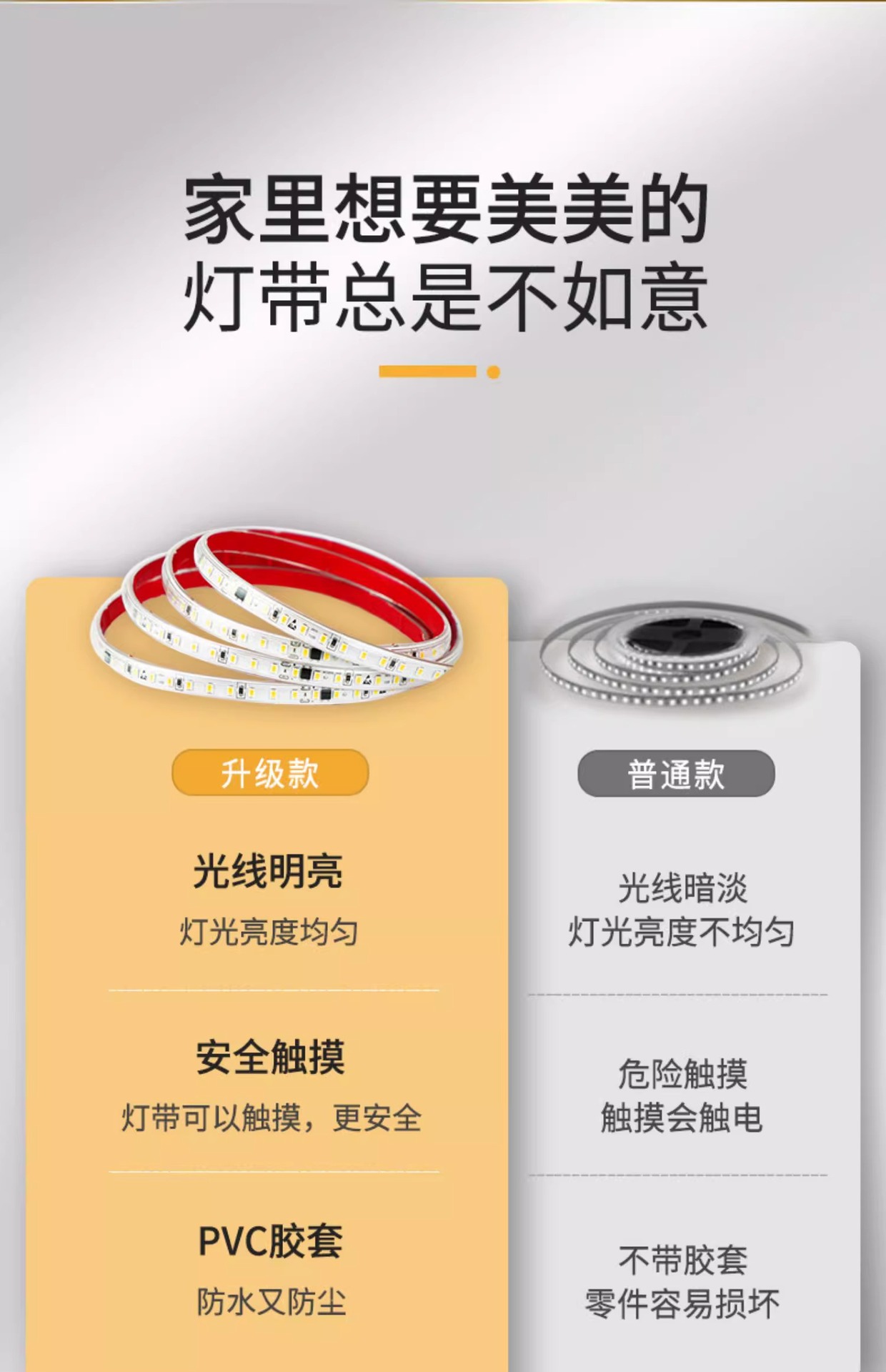 超薄220V自粘led软灯带贴片线条灯展示柜子货架装饰贴片高压灯条详情16