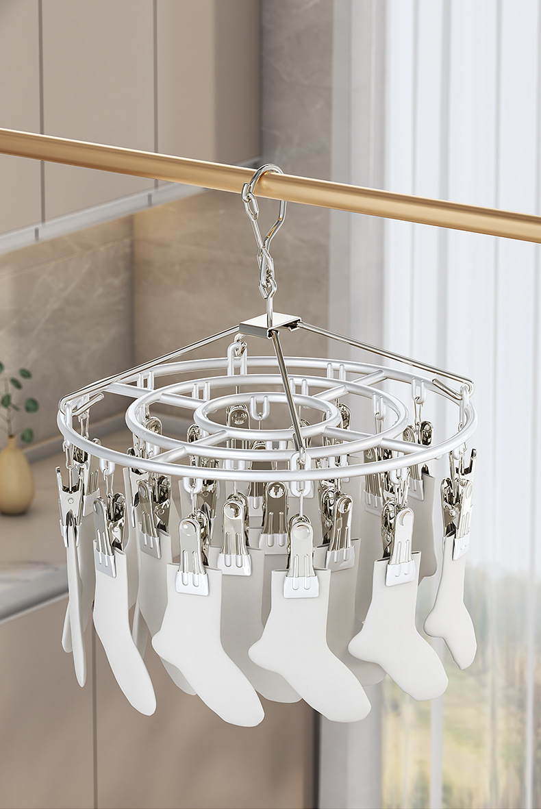 外贸圆形袜架多功能晾衣架多夹子挂袜子架晒内衣内裤宝宝衣架批发详情2