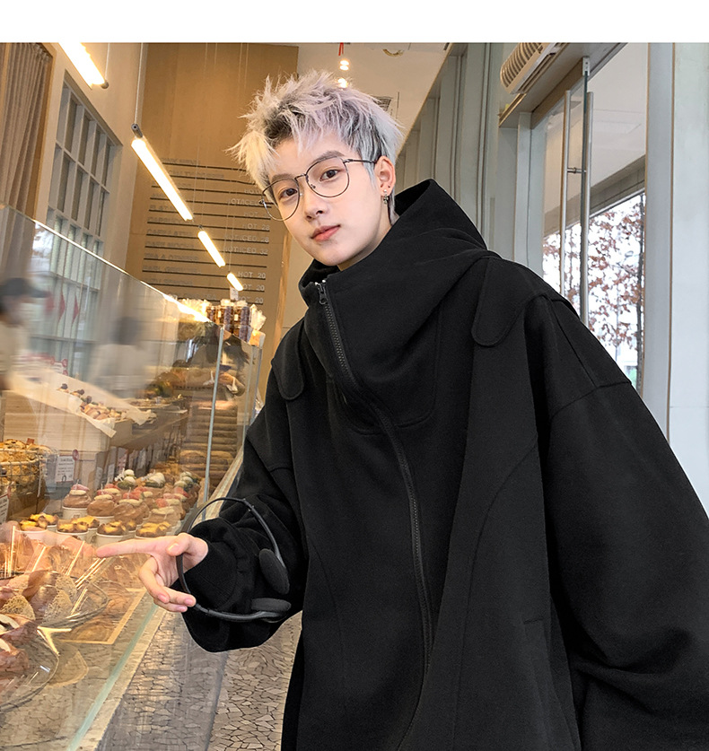 白色开衫卫衣男款2024春秋新款高级感痞帅美式重磅宽松连帽衫外套详情18