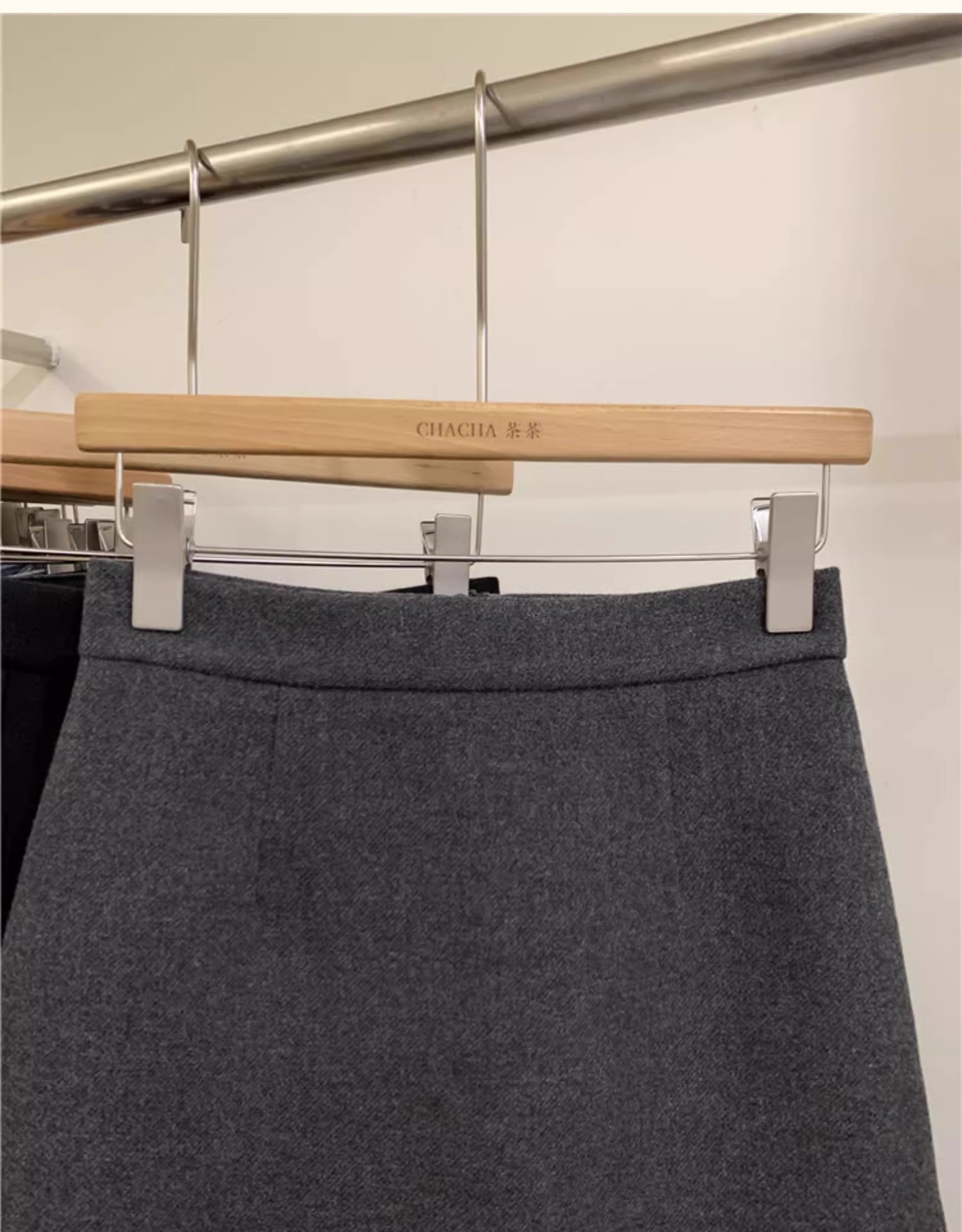 灰色毛呢半身裙女2025秋冬高腰a字包臀裙花边拼接显瘦短裙小个子详情14