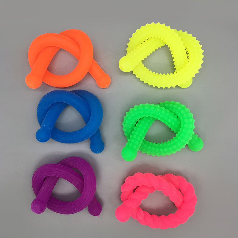 TPR threaded noodles, corrugated and mottled noodles, tension rope, pressure-reducing soft rubber, special-shaped tension band, elastic rope toy pic 2