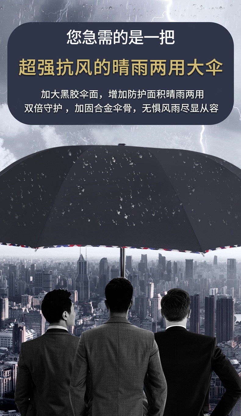 手动超大号12骨雨伞晴雨两用伞双人折叠伞遮阳伞防晒伞广告伞批发详情5