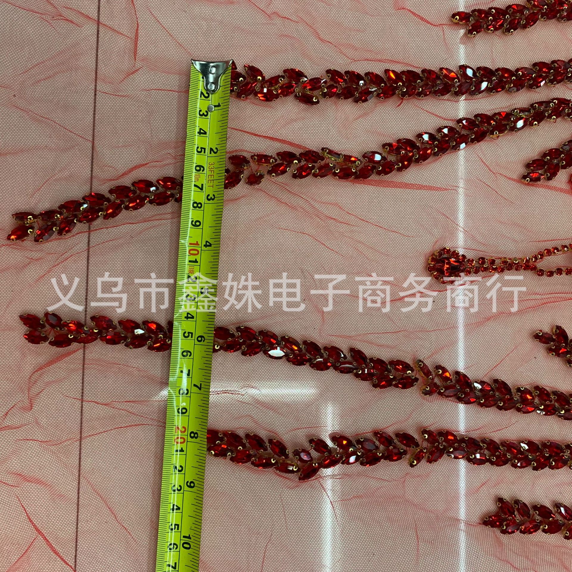 Red large-sized, super-heavy, luxurious large diamond, hand-stitched beads, luxury wedding dress and evening gown, glass rhinestone cut pieces, clothing accessories pic 20