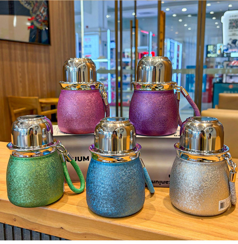 新款覆钛葫芦保温杯新款小巧泡茶便携茶具户外男女高档轻奢迷你水详情16