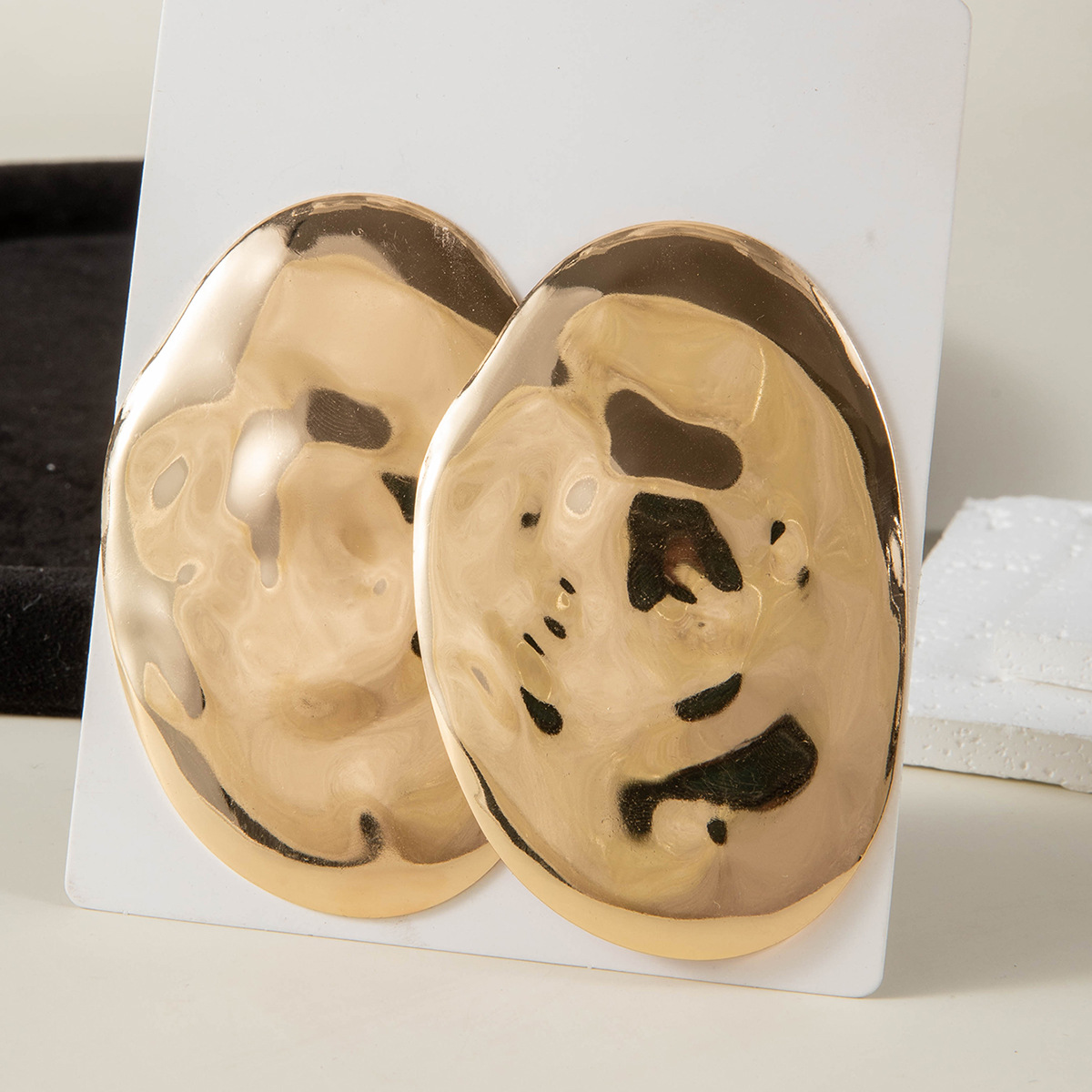 欧美跨境时尚几何设计感褶皱花朵耳环 小众镶珍珠高级感耳环耳饰详情21