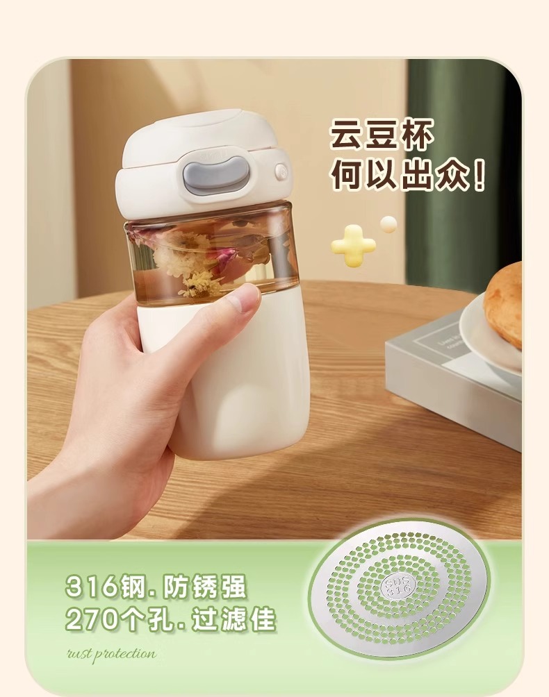 草莓生活茶水分离杯高颜值 花茶杯 高档喝茶杯女士玻璃水杯夏季女详情8