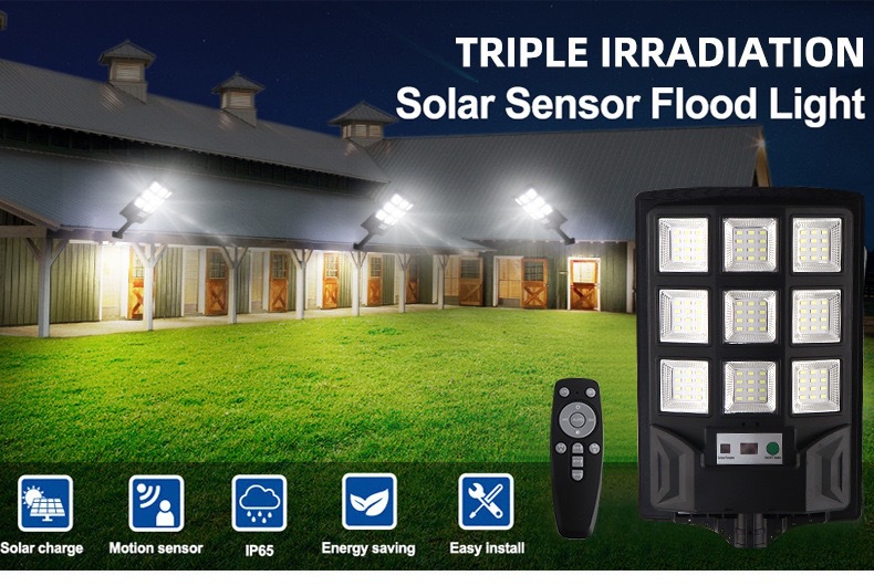 长苏私模亚马逊爆款三面发光太阳能灯光控遥控户外防水庭院小壁灯详情1