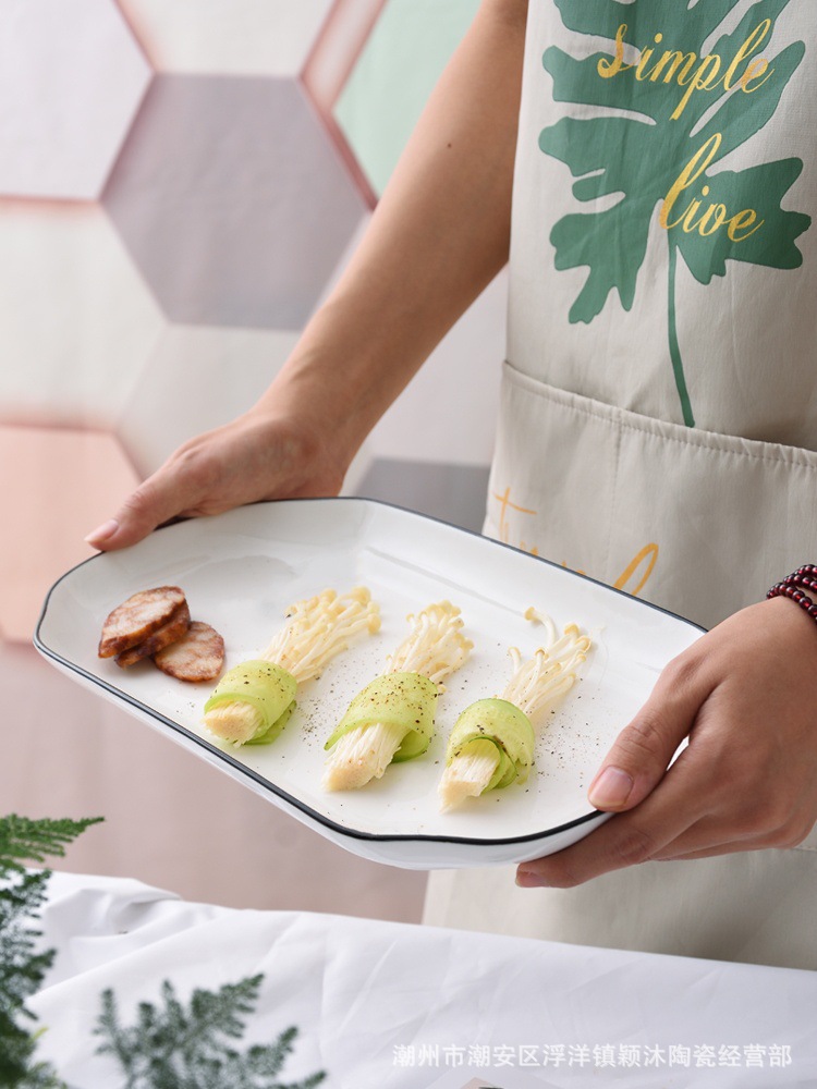 Nordic style large fish plate, ceramic underglaze color square, high-end home 2024 new steamed fish plate, vegetable plate, fish plate pic 6