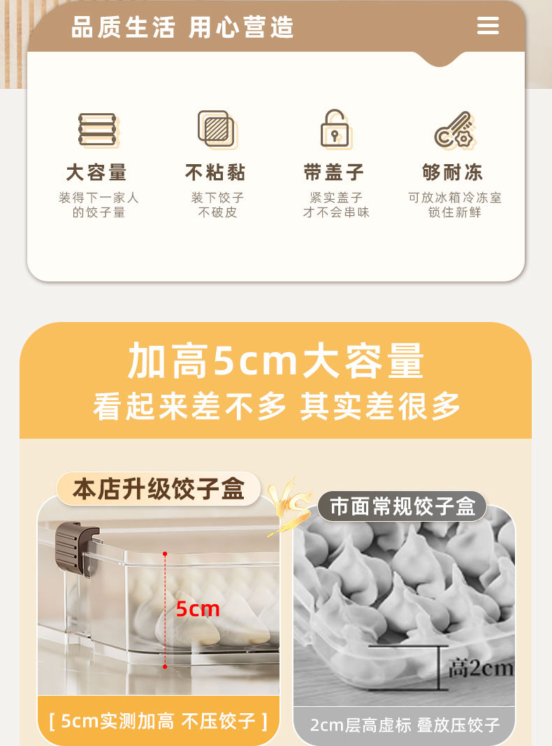 饺子收纳盒冰箱用饺子盒子冷冻盒子食品级馄饨水饺速冻盒抄手托盘详情3