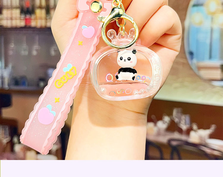 入油亚克力漂浮公仔熊猫钥匙扣流沙钥匙链包包挂件挂饰小礼品批发详情15