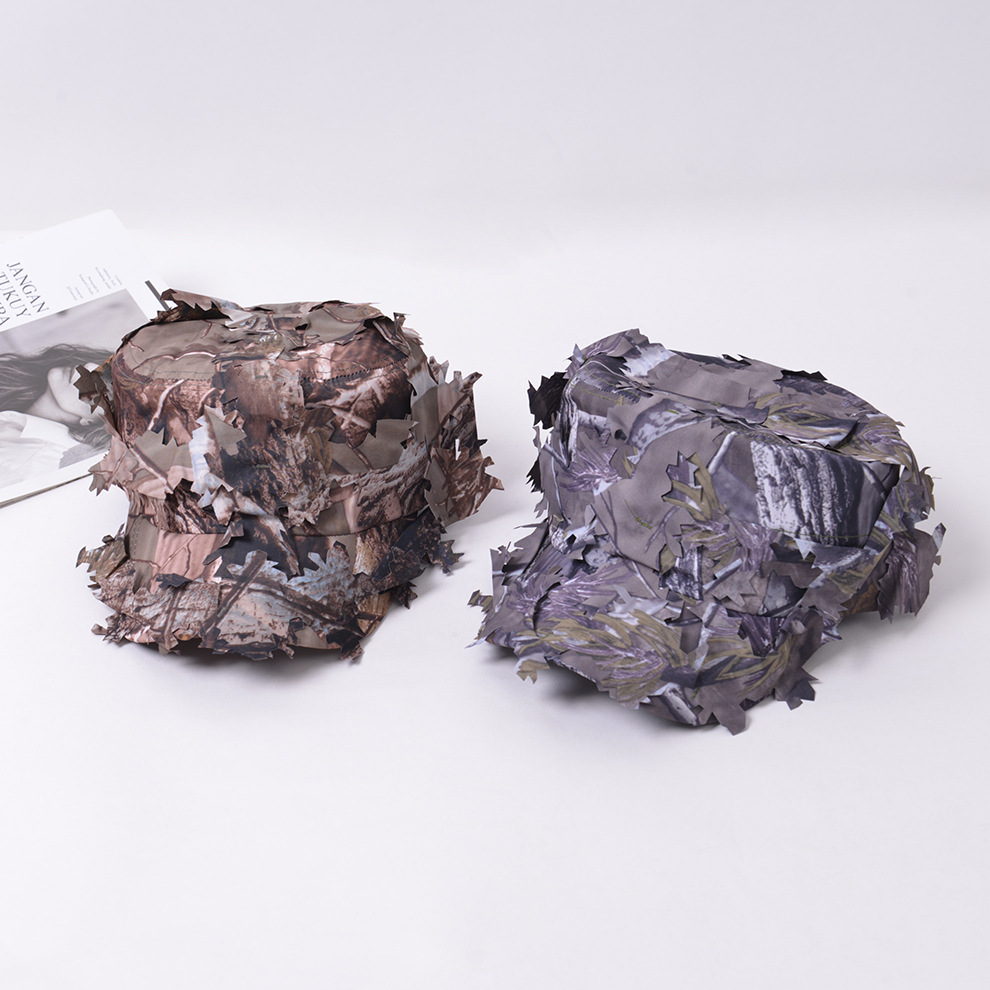 Amazon Cross-border jungle leaf camouflage curved brim sun hat, multiple outdoor sun protection creative bionic camouflage hats pic 5