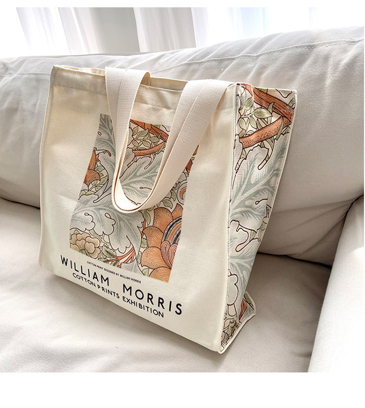 文艺风帆布包包大容量拉链单肩包外出手提袋便当包通勤妈咪包详情2