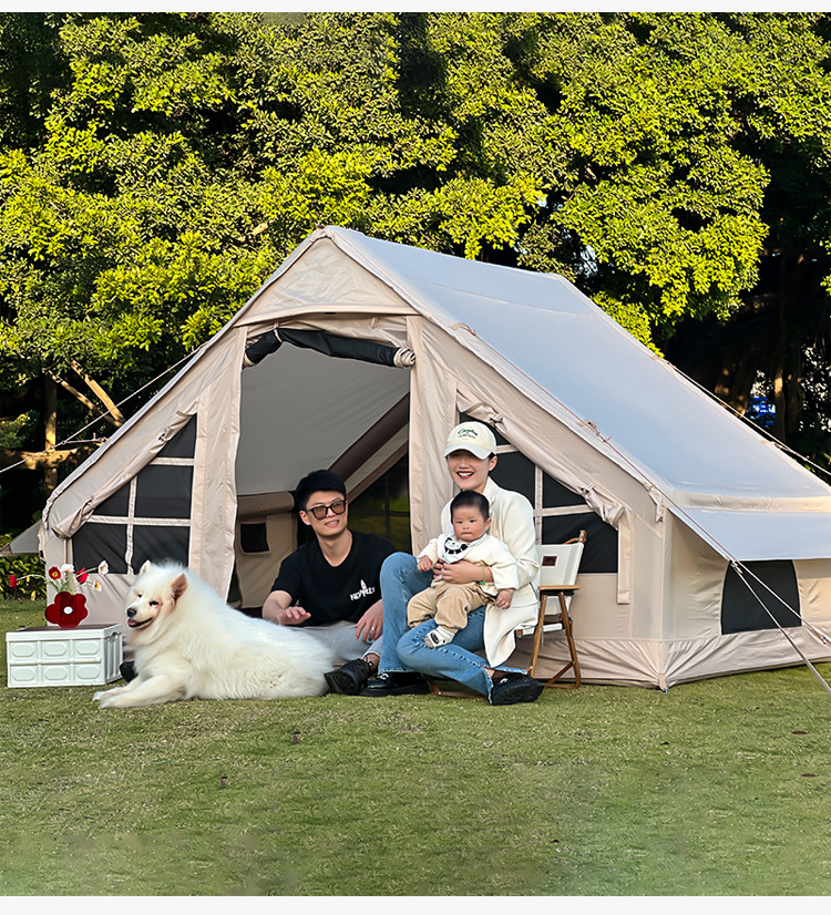 户外露营便携多人免搭防水帐篷 速开轻奢旅行带天幕加大充气帐篷详情17