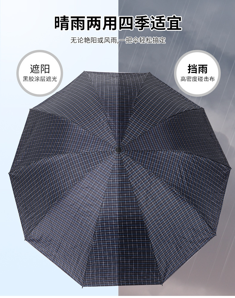 十骨格子加大晴雨伞双人折叠雨伞雨伞批货家用特大号雨伞加大加厚详情2