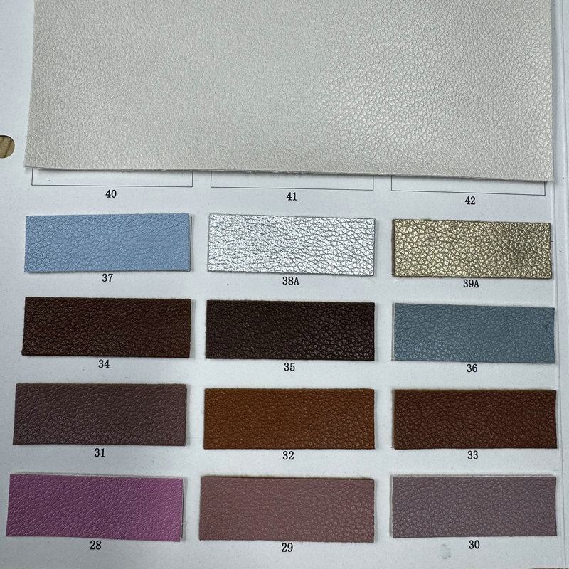 现货 耐水解1.2mm小荔枝纹PU皮革 802纹仿棉绒底皮料 箱包人造革详情6