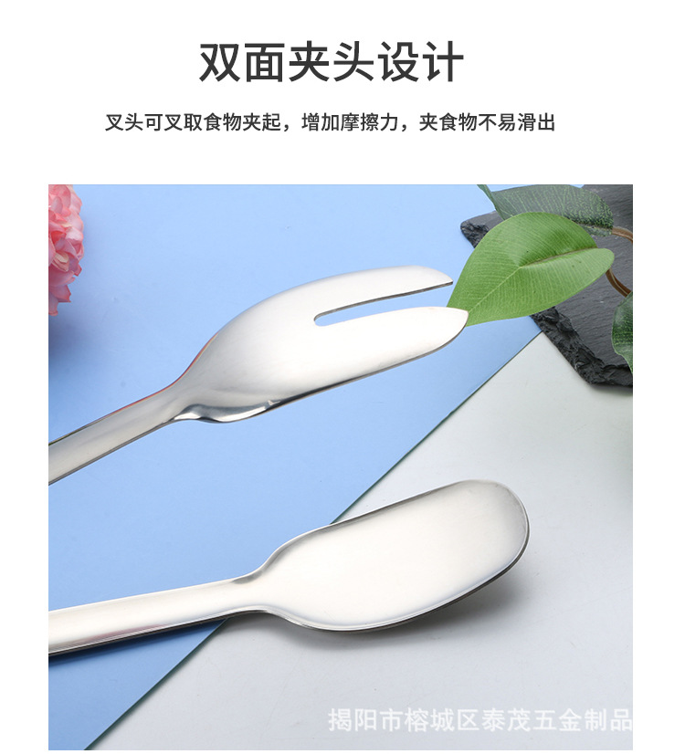 不锈钢食品夹子厨房烤肉烧烤煎牛排家用防烫面包食物加厚商用夹菜详情6