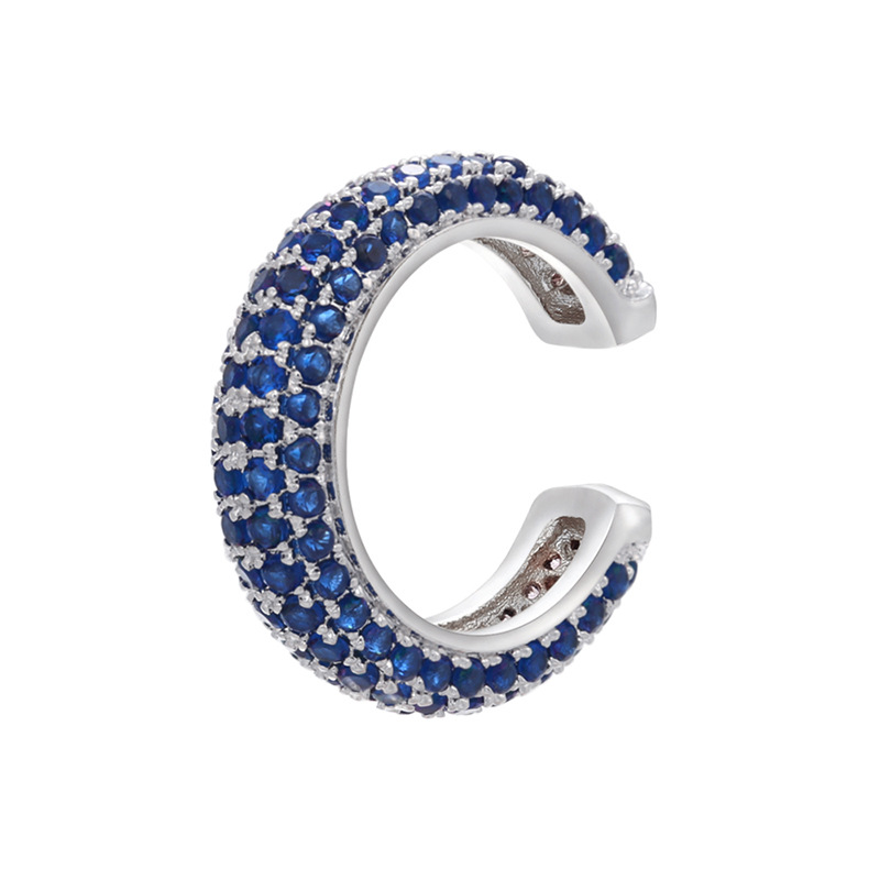Beaded buckle jewelry, micro-inlaid color diamond ear bone clip, color zirconium simple style ear clip earrings, copper 18K gold-plated VE131 pic 23