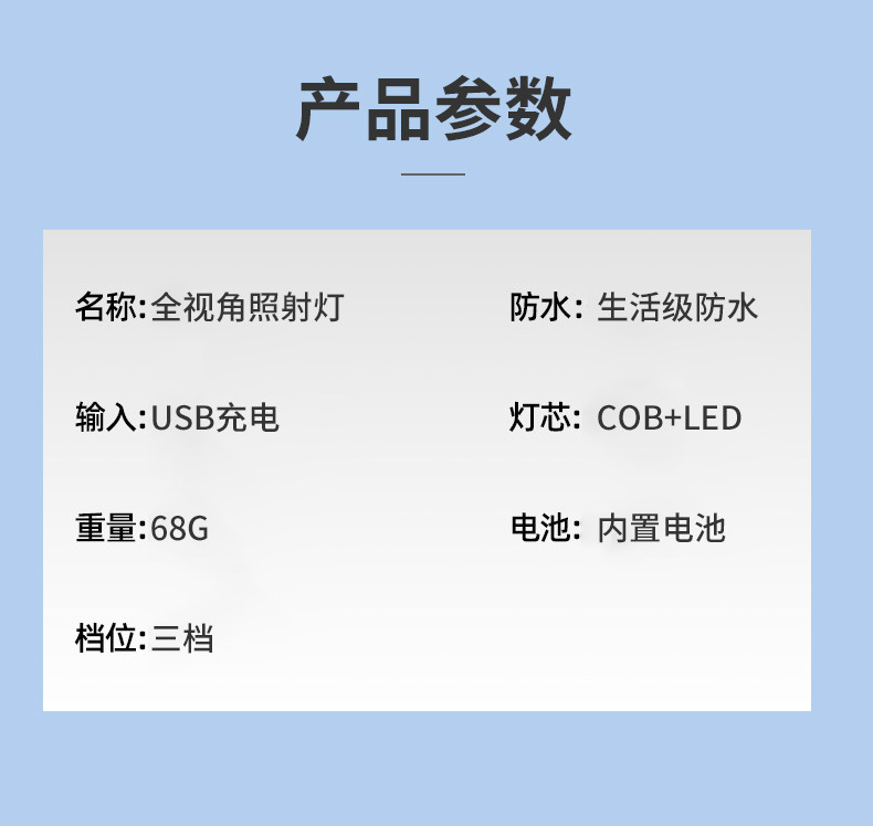 New cross-border multi-functional COB floodlight, led outdoor cycling, night running and night fishing light, USB charging strong bald light pic 1