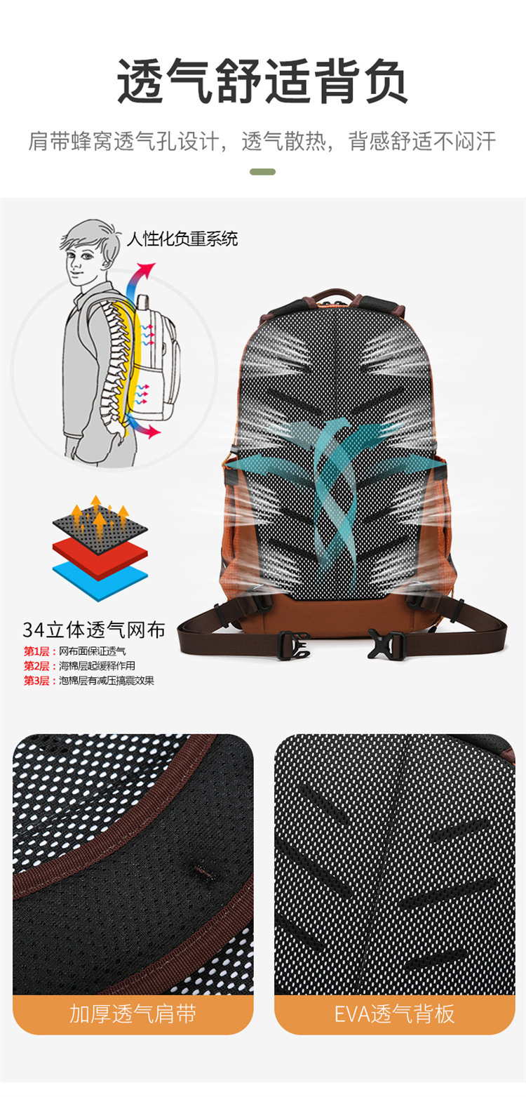 新款户外尼龙双肩包大容量防水休闲旅行背包详情15