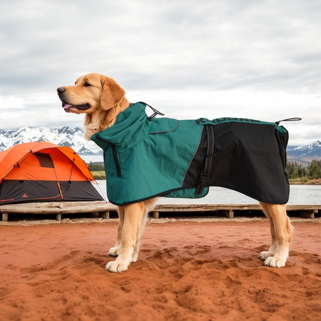 Pet clothing, pet windbreaker, double-layer waterproof and windproof outer layer, warm and extended neck cap, dog windbreaker pic 12