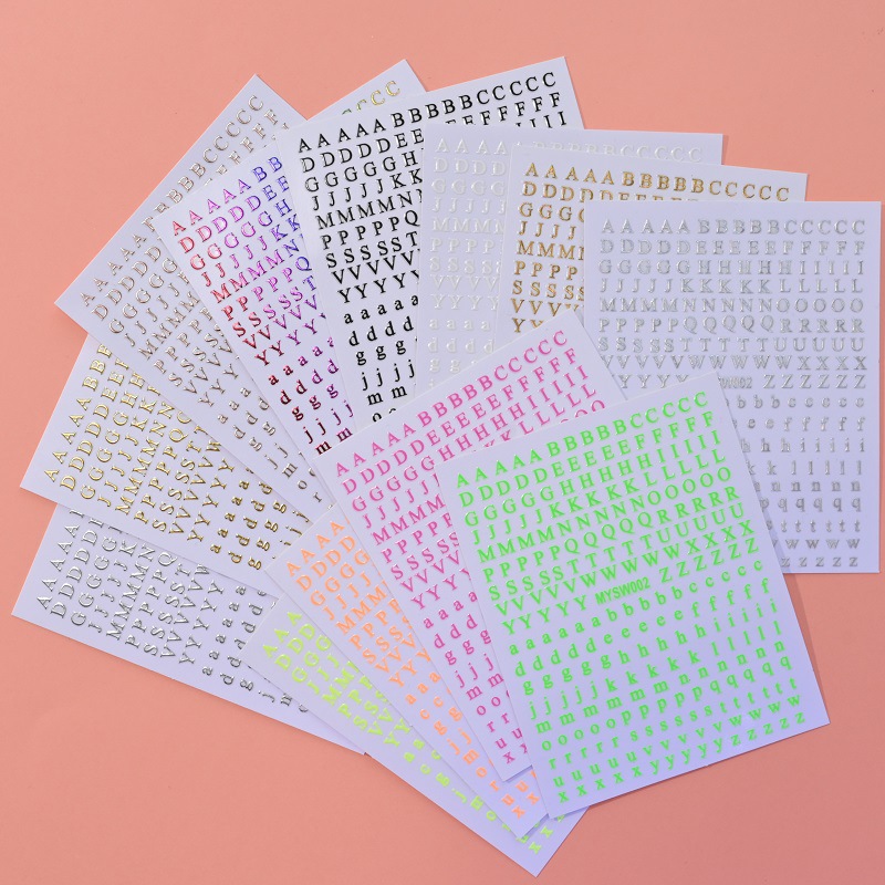 Overseas best-selling 12-color letter nail stickers, English letter upper and lower case fluorescent nail stickers, DIY nail decoration pic 8