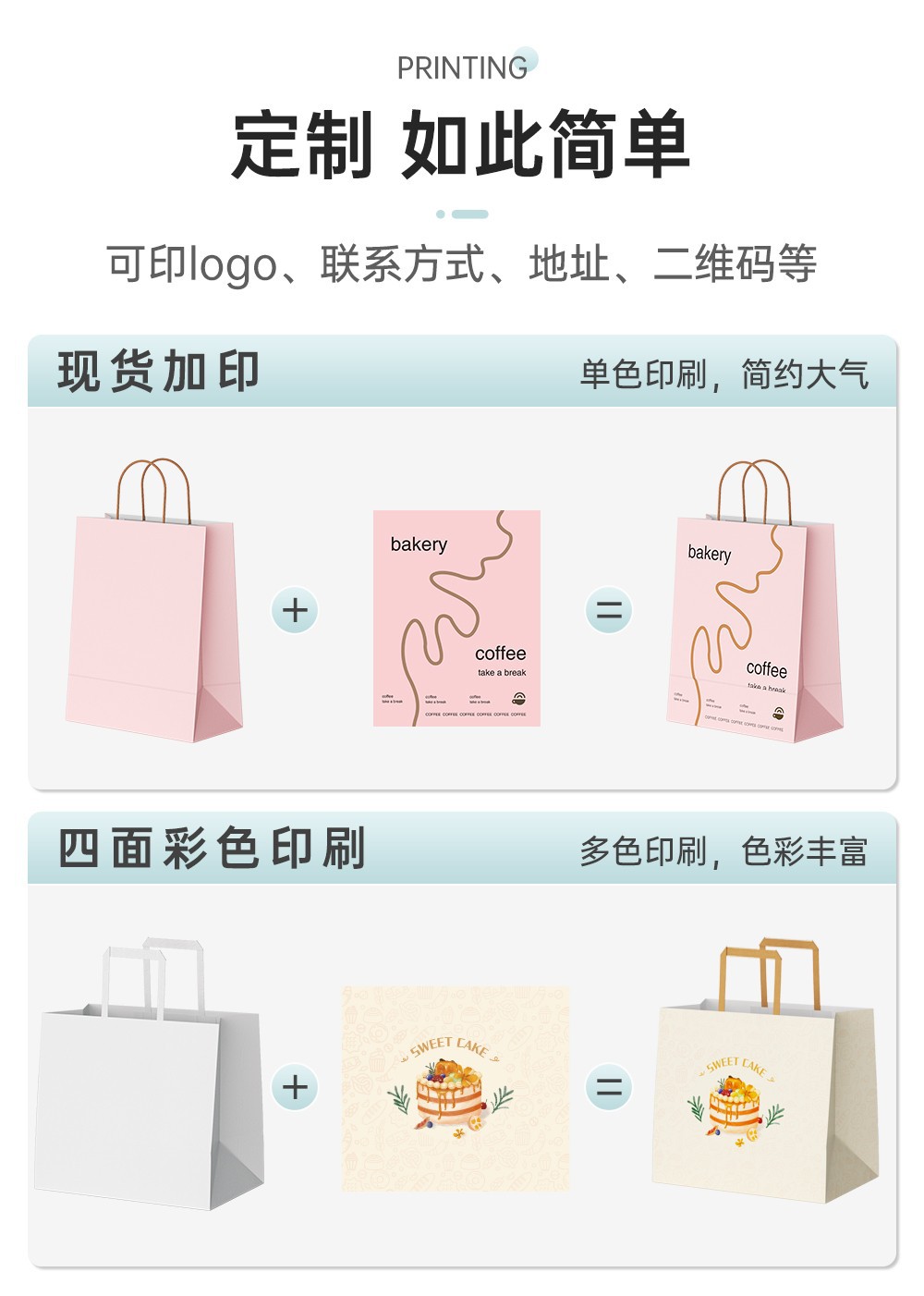 Cream-style kraft paper bag with logo printed, baking dessert clothing store handbag, high-end Christmas gift bag pic 5