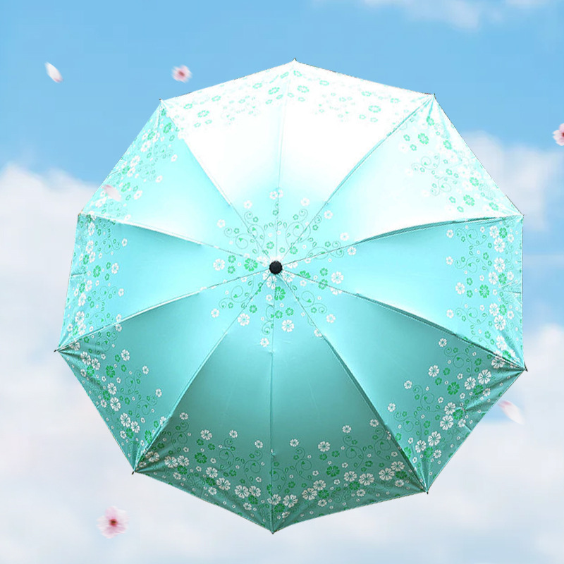 晴雨两用伞10骨加大单双人黑胶印花太阳伞防晒遮阳伞加厚折叠雨伞详情6