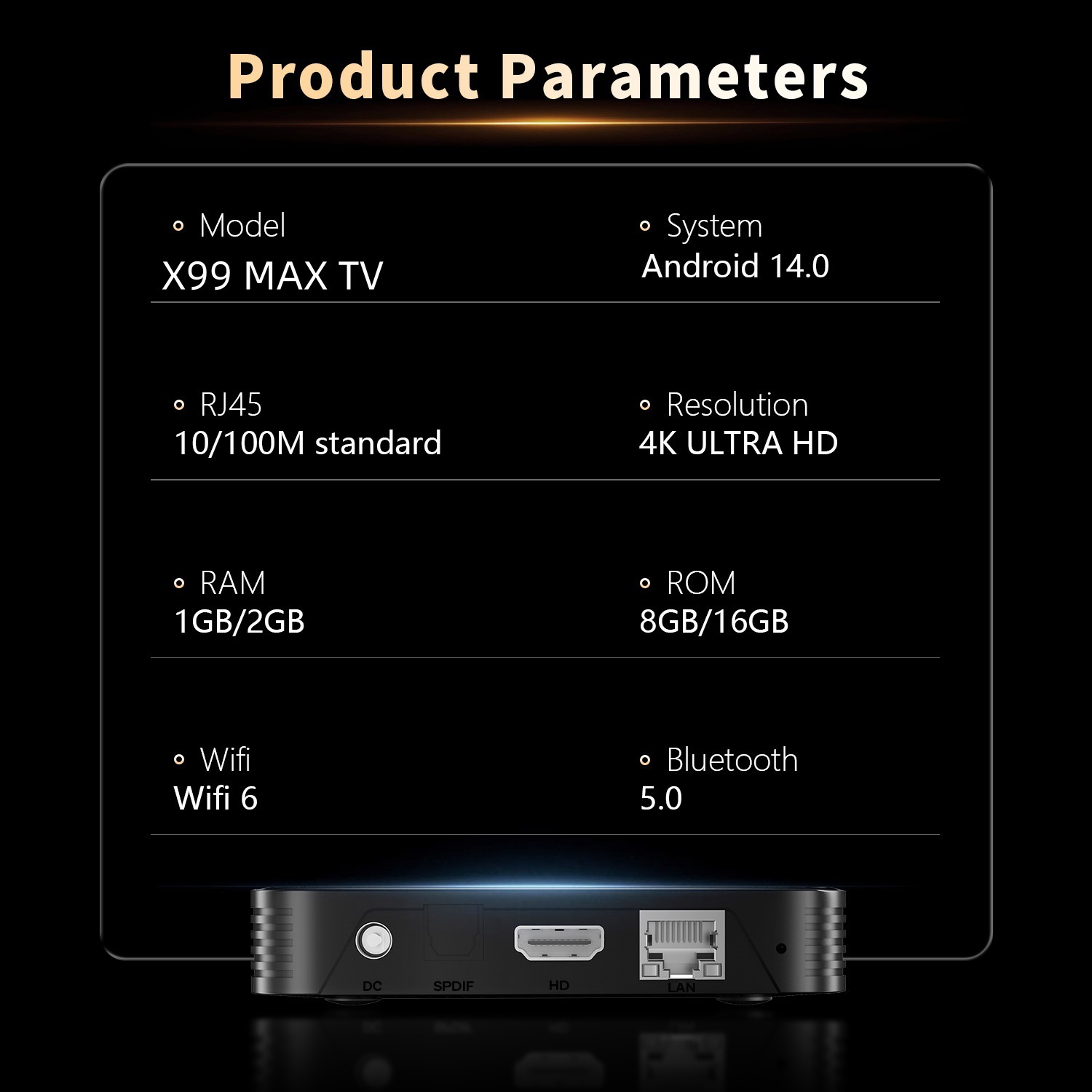Трансграничный интерфейс X99 Макс верхняя коробка RK3518 2GB 16GB андроид 14.0 4K hd TVBOX pic 6