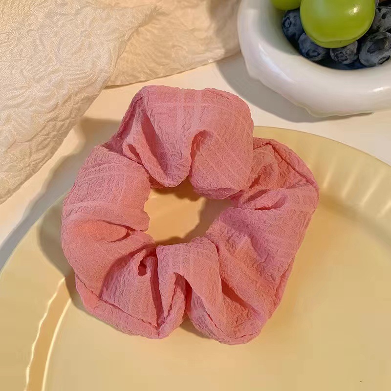 新款纯色泡泡皱柔软大肠发圈韩版简约褶皱复古网红百搭肥肠圈女详情34