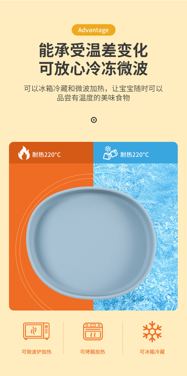 儿童喂养餐具食品级硅胶盘餐盘莫兰迪色托盘宝宝吃饭训练辅食碗详情7