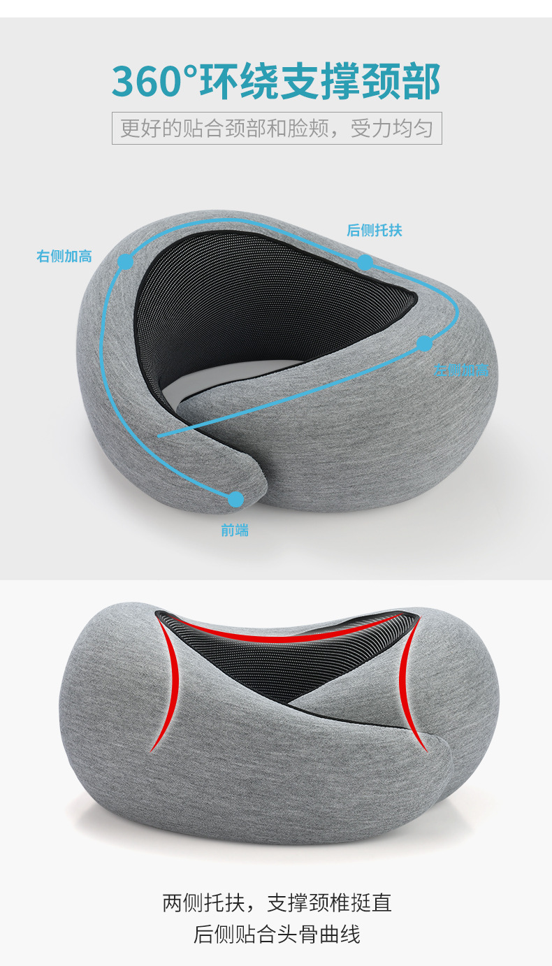 U-shaped pillow, memory foam neck pillow, cross-border slow rebound airplane sleeping travel neck protection pillow, neck scarf U-shaped pillow wholesale pic 6