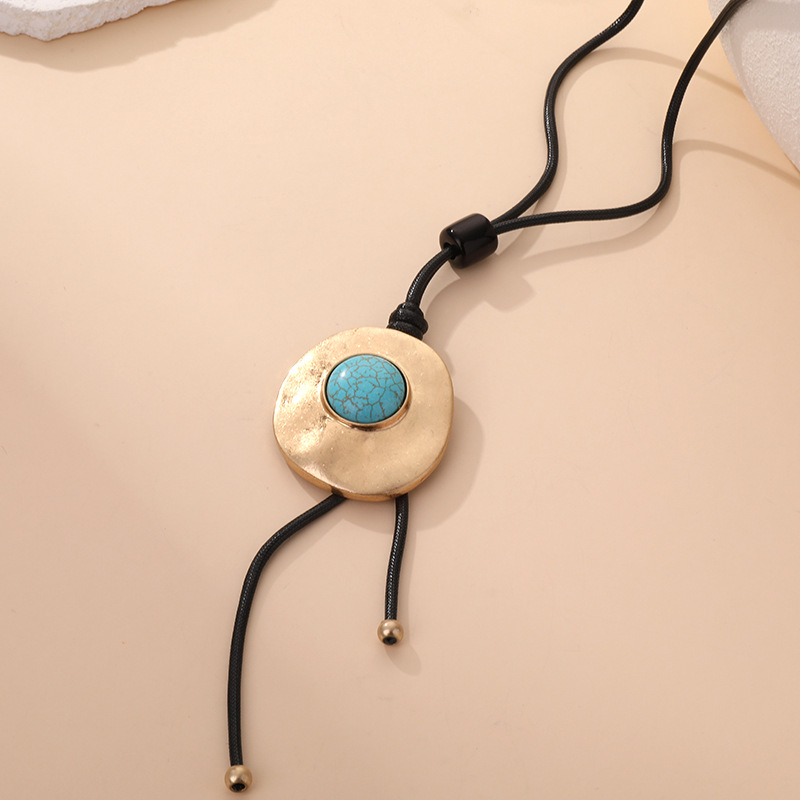 跨境专供法式复古仿松石长款女时尚轻奢跨境毛衣链饰品中东项链详情9