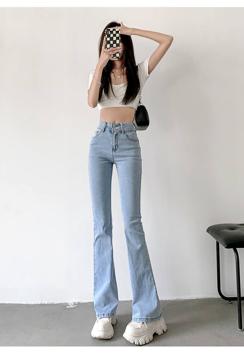 微喇叭牛仔裤女秋韩版设计感小众高腰显瘦马蹄裤小个子高街ins潮详情12