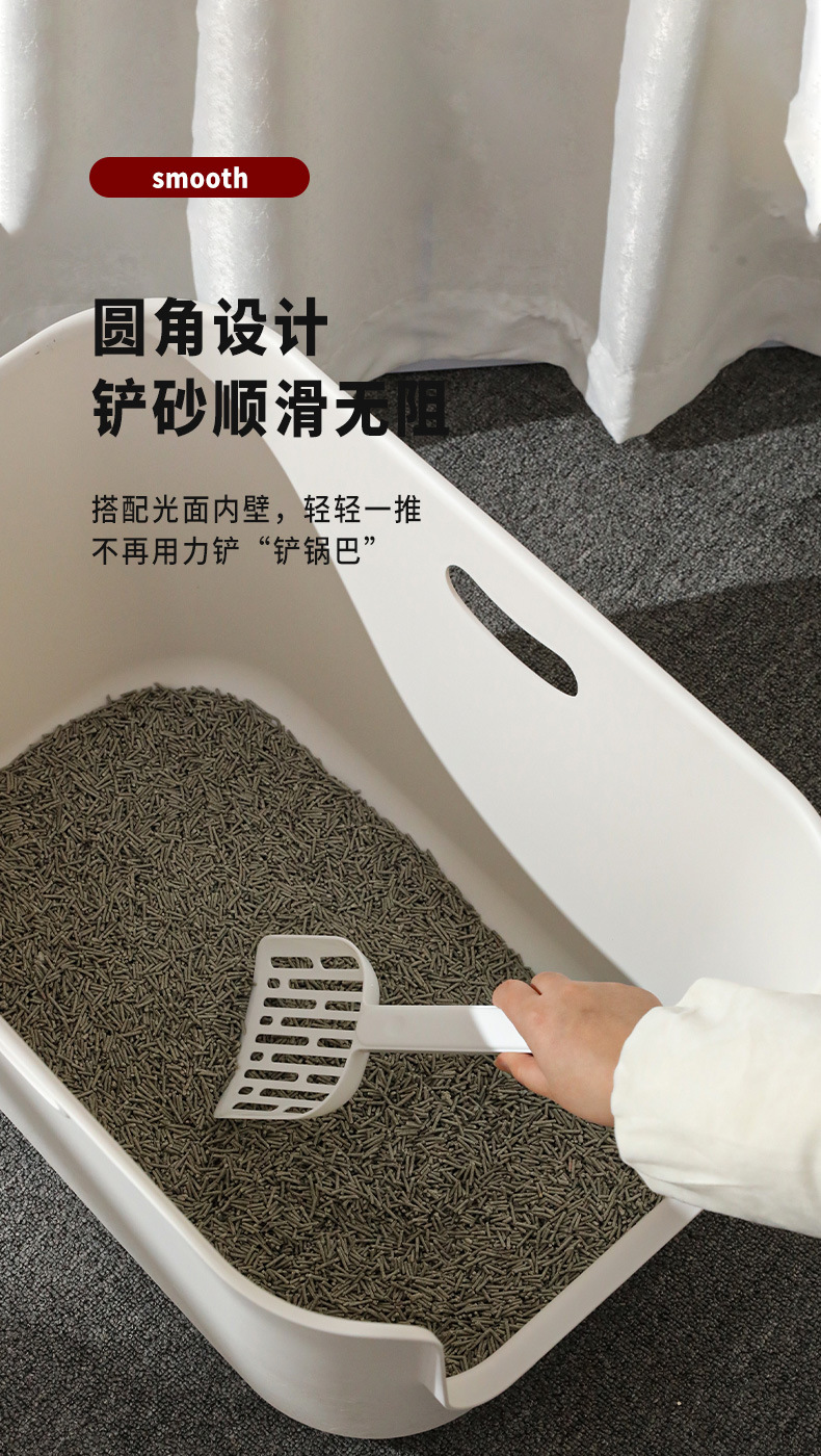 巨无霸猫砂盆加高加深防飞溅耐用耐摔开放式猫咪厕所宠物用品批发详情9