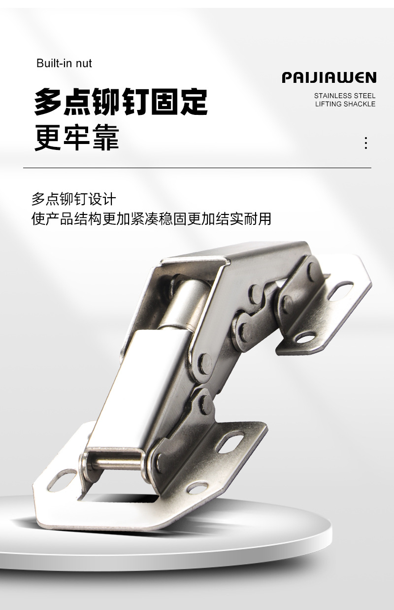 明装铰链175度3寸4寸5寸青蛙免开孔橱柜槽柜门家具缓冲合页小五金详情6